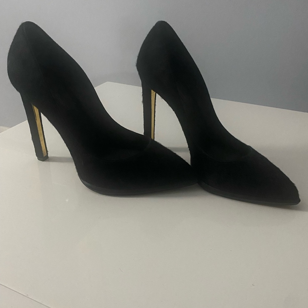 Louis Vuitton Black Heels with Gold Accents